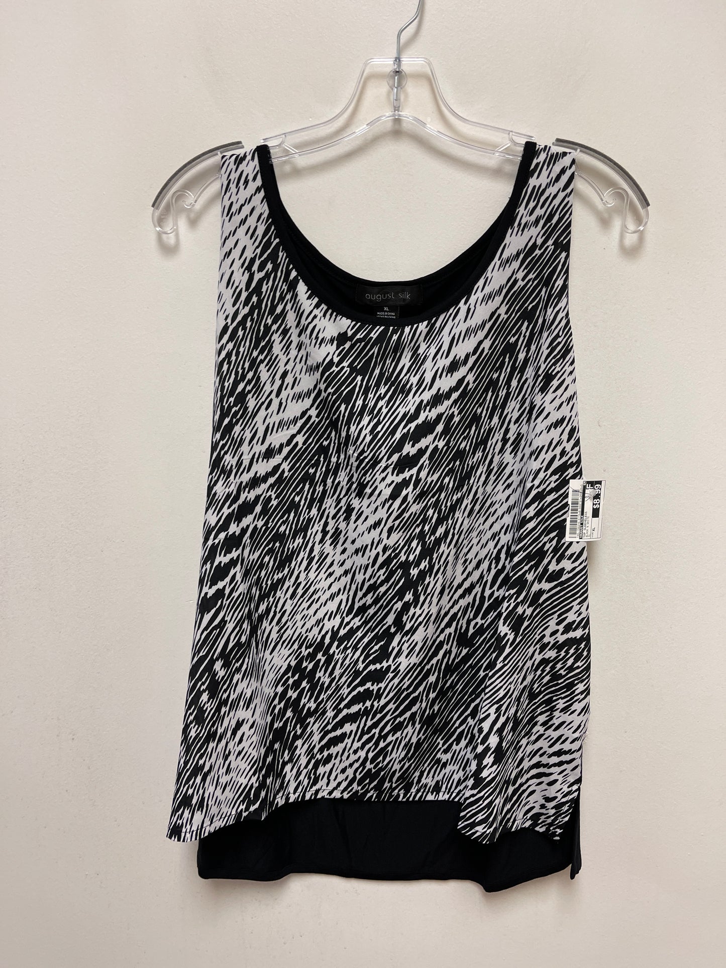 Black & White Top Sleeveless August Silk, Size Xl