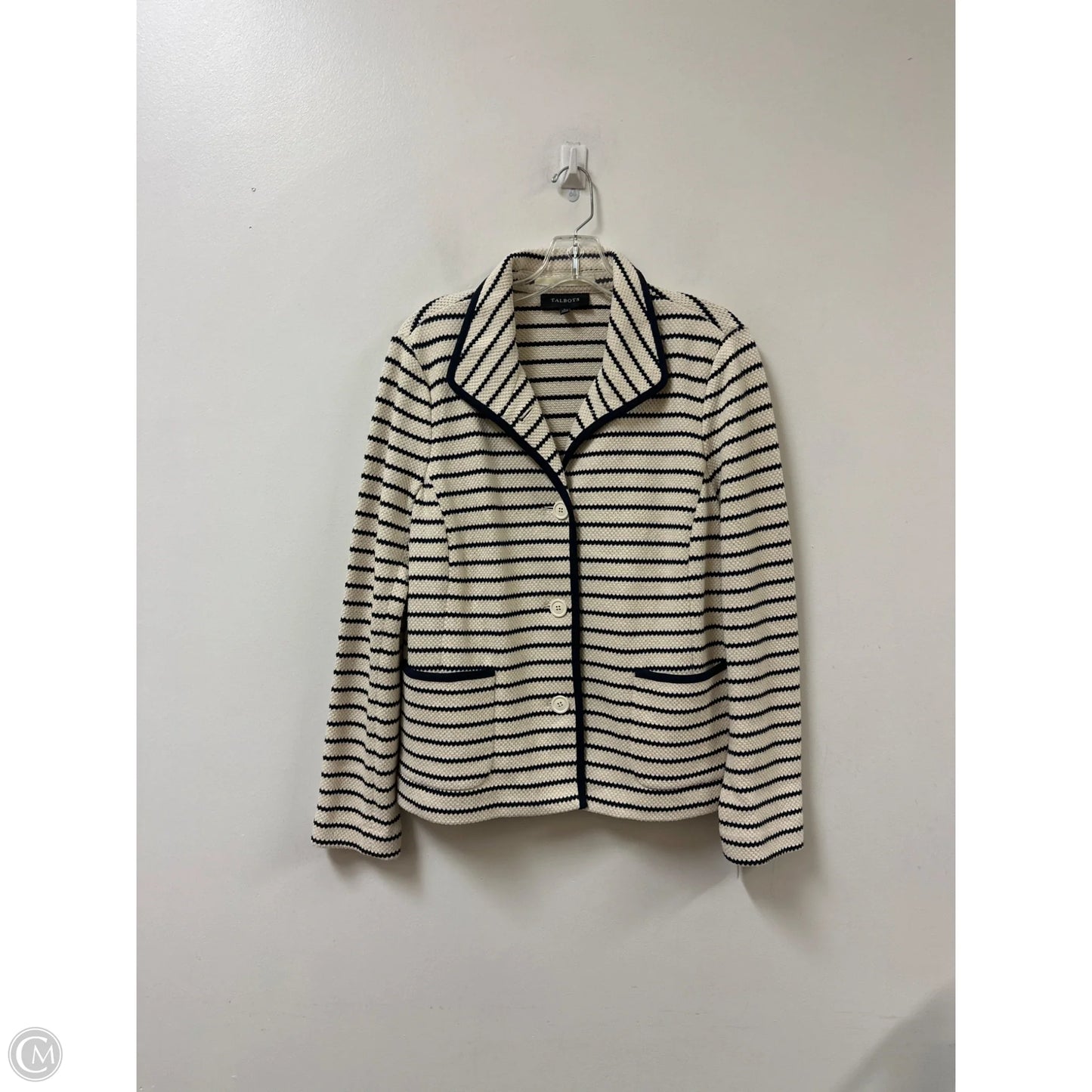 Blazer By Talbots In Black & Cream, Size: L