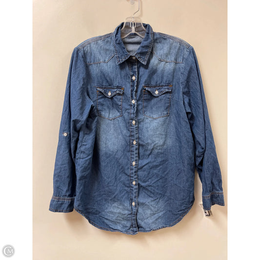 Blouse Long Sleeve By Clothes Mentor In Blue, Size: M