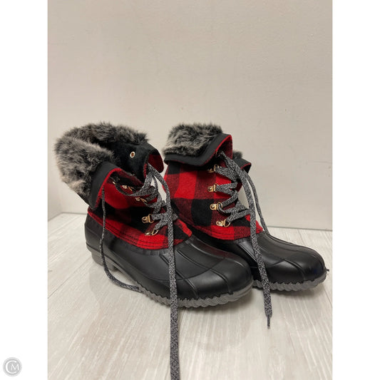 Boots Ankle Flats By C Est. 1946 In Black & Red, Size: 9