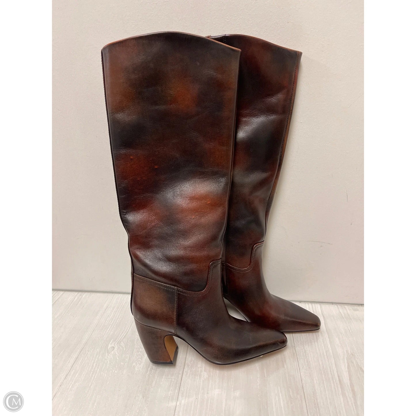 Boots Leather By Vince Camuto In Black & Red, Size: 5