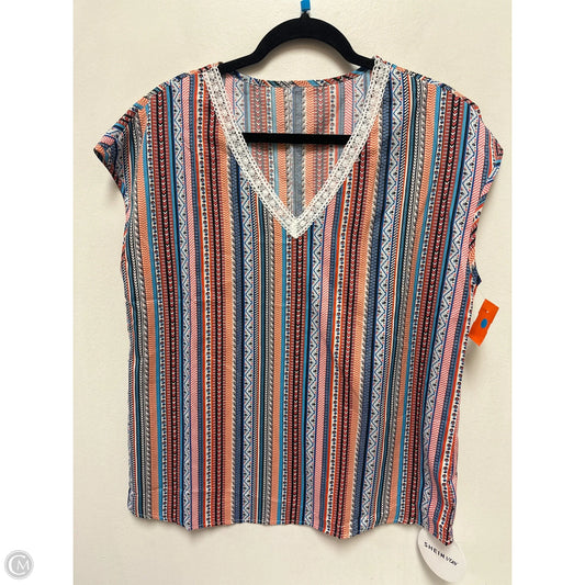 Top Short Sleeve By Shein In Multi-colored, Size: L