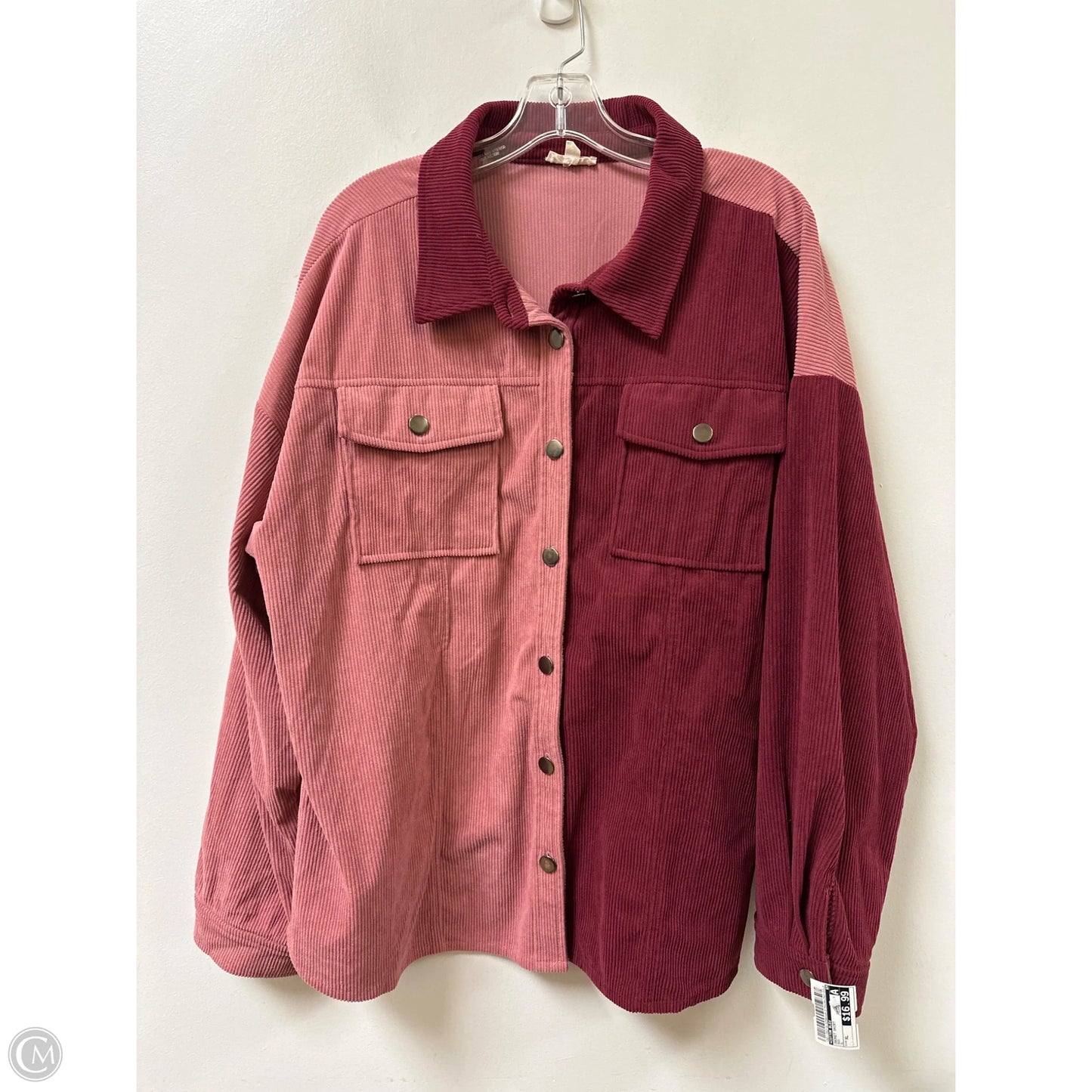 Jacket Shirt By Cotton Bleu In Red, Size: Xl