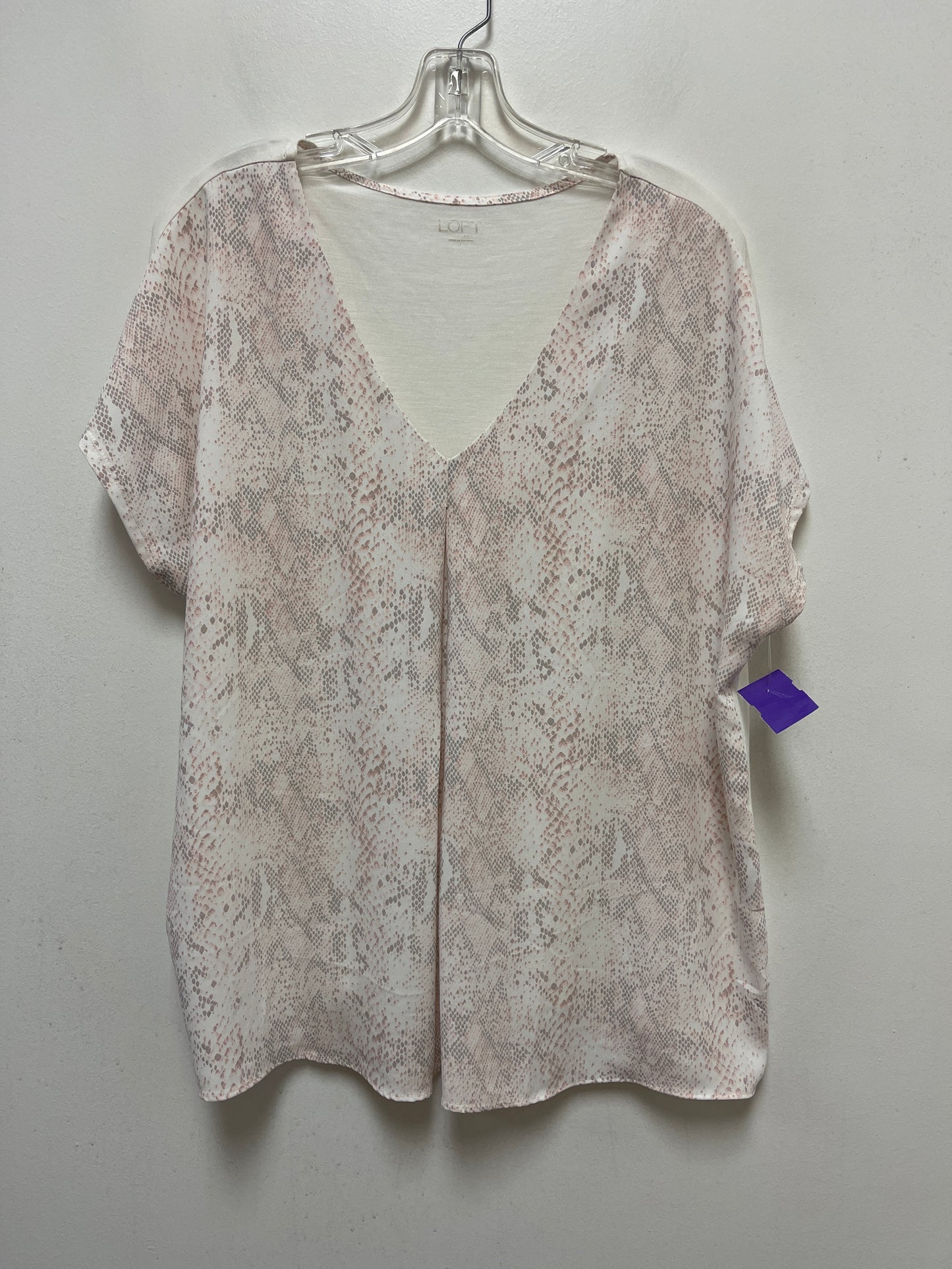 Snakeskin Print Top Short Sleeve Loft, Size L