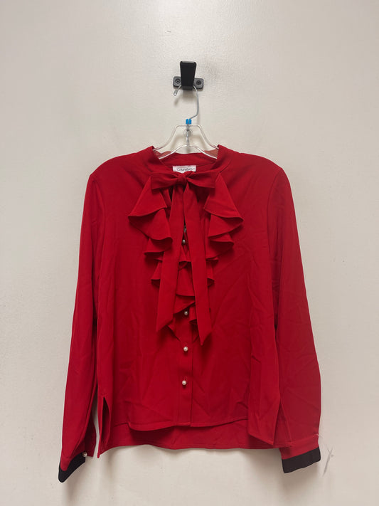 Red Blouse Long Sleeve Calvin Klein, Size Xs