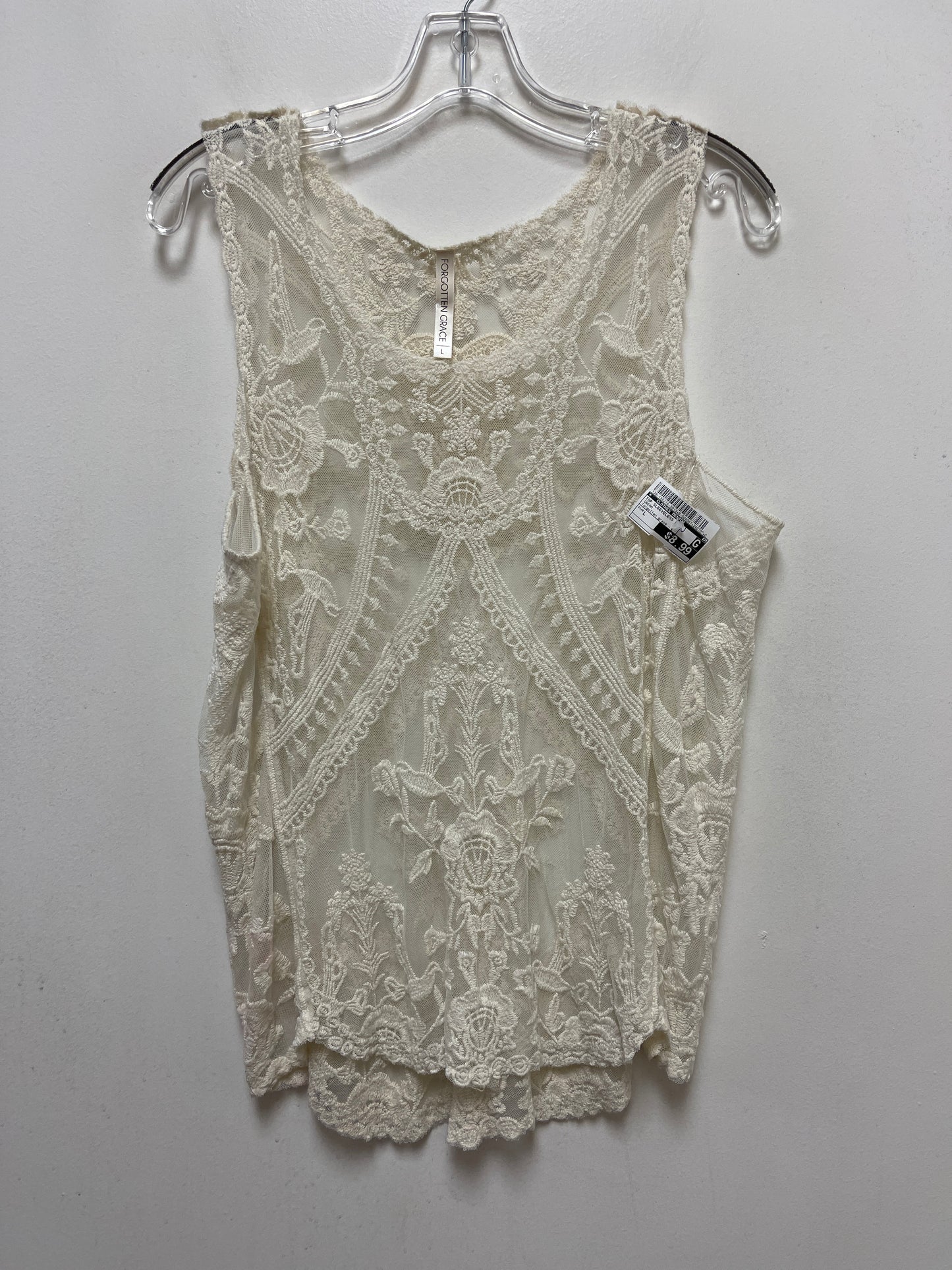 Cream Top Sleeveless Clothes Mentor, Size L