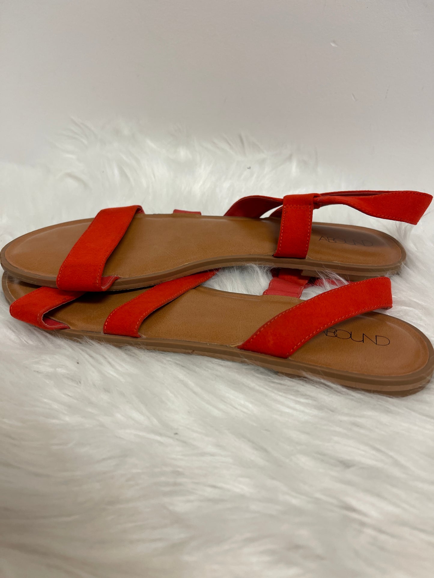 Orange Sandals Flats Abound, Size 8