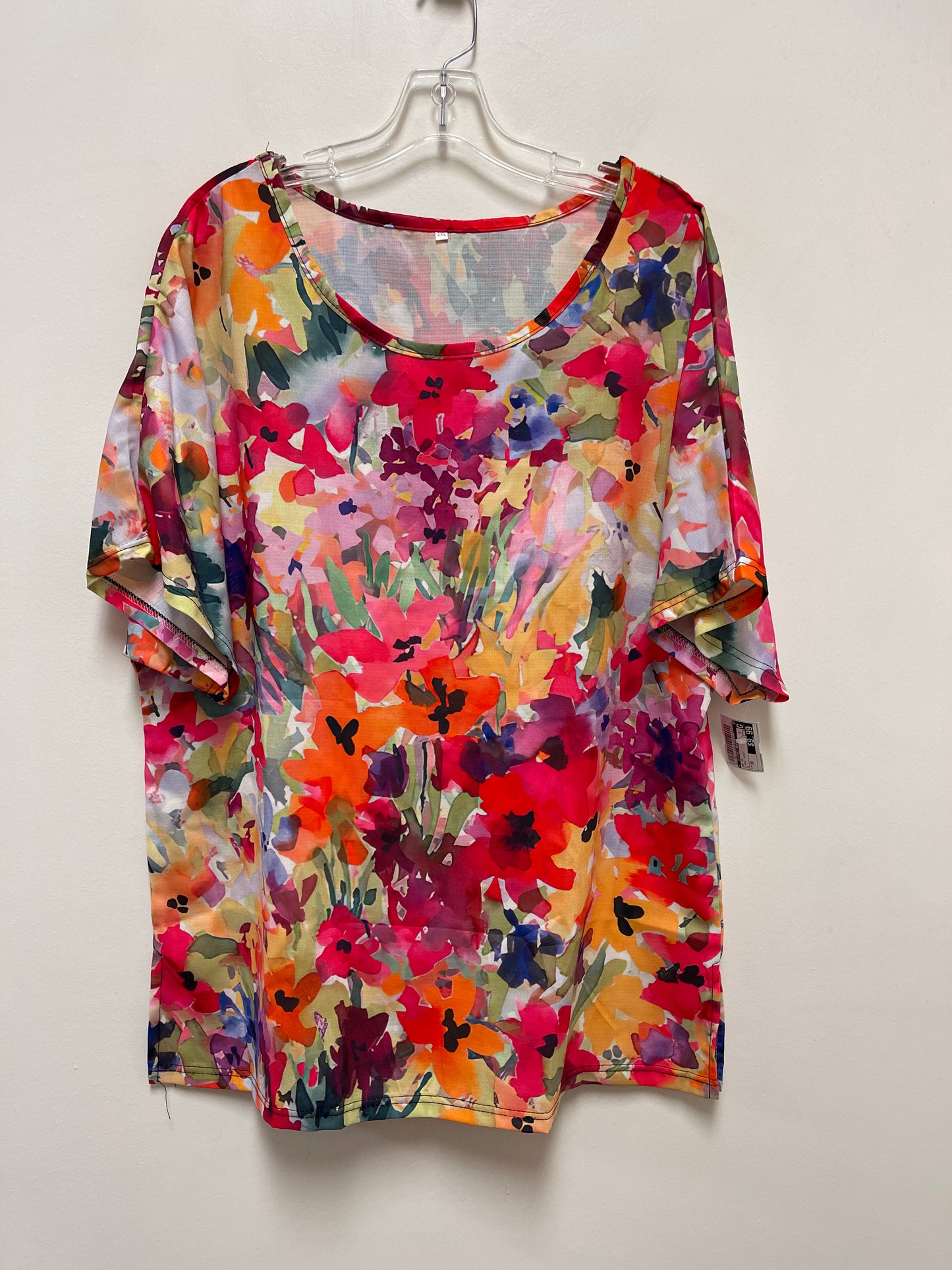 Floral Print Top Short Sleeve Clothes Mentor, Size 2x