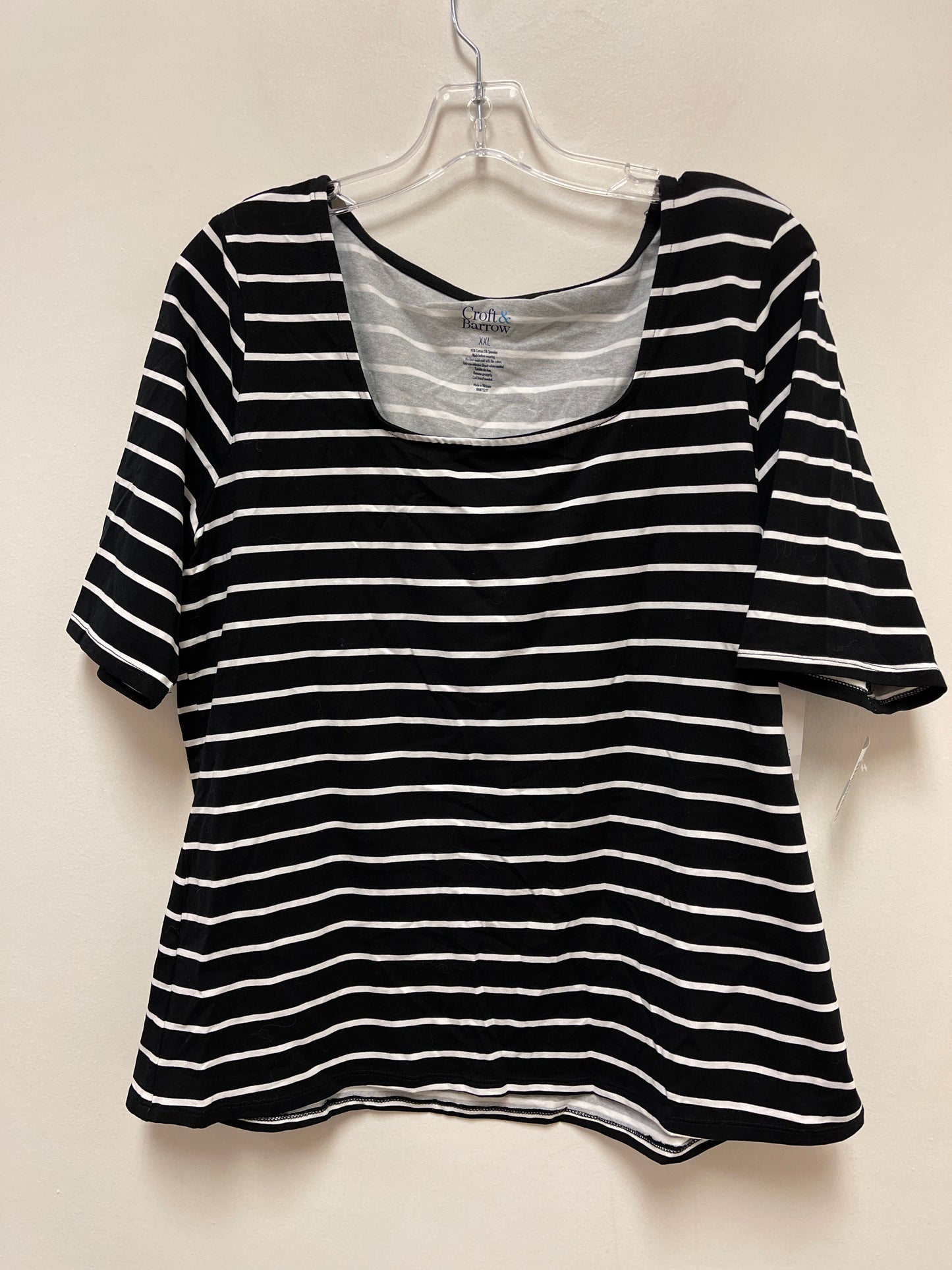 Striped Pattern Top Short Sleeve Croft And Barrow, Size 2x