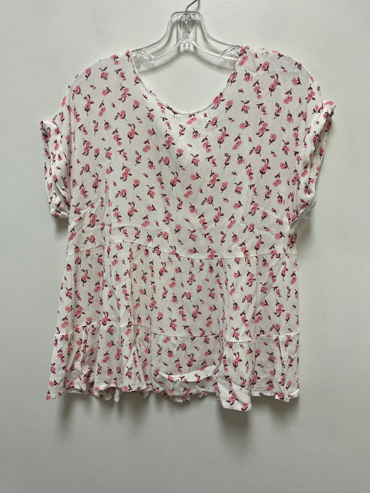 Floral Print Top Short Sleeve True Craft, Size L