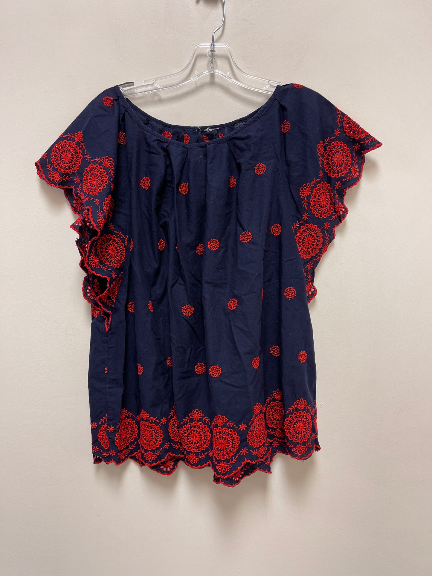 Blue & Red Top Short Sleeve Clothes Mentor, Size L