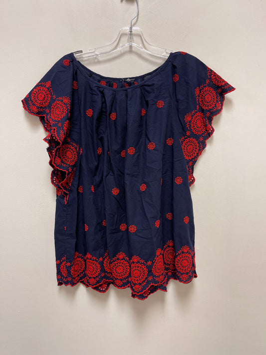 Blue & Red Top Short Sleeve Clothes Mentor, Size L