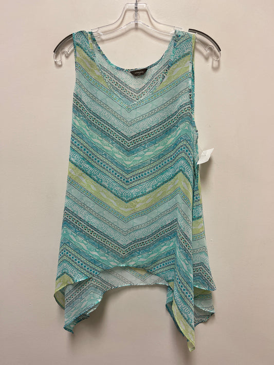 Blue & Green Top Sleeveless Clothes Mentor, Size L