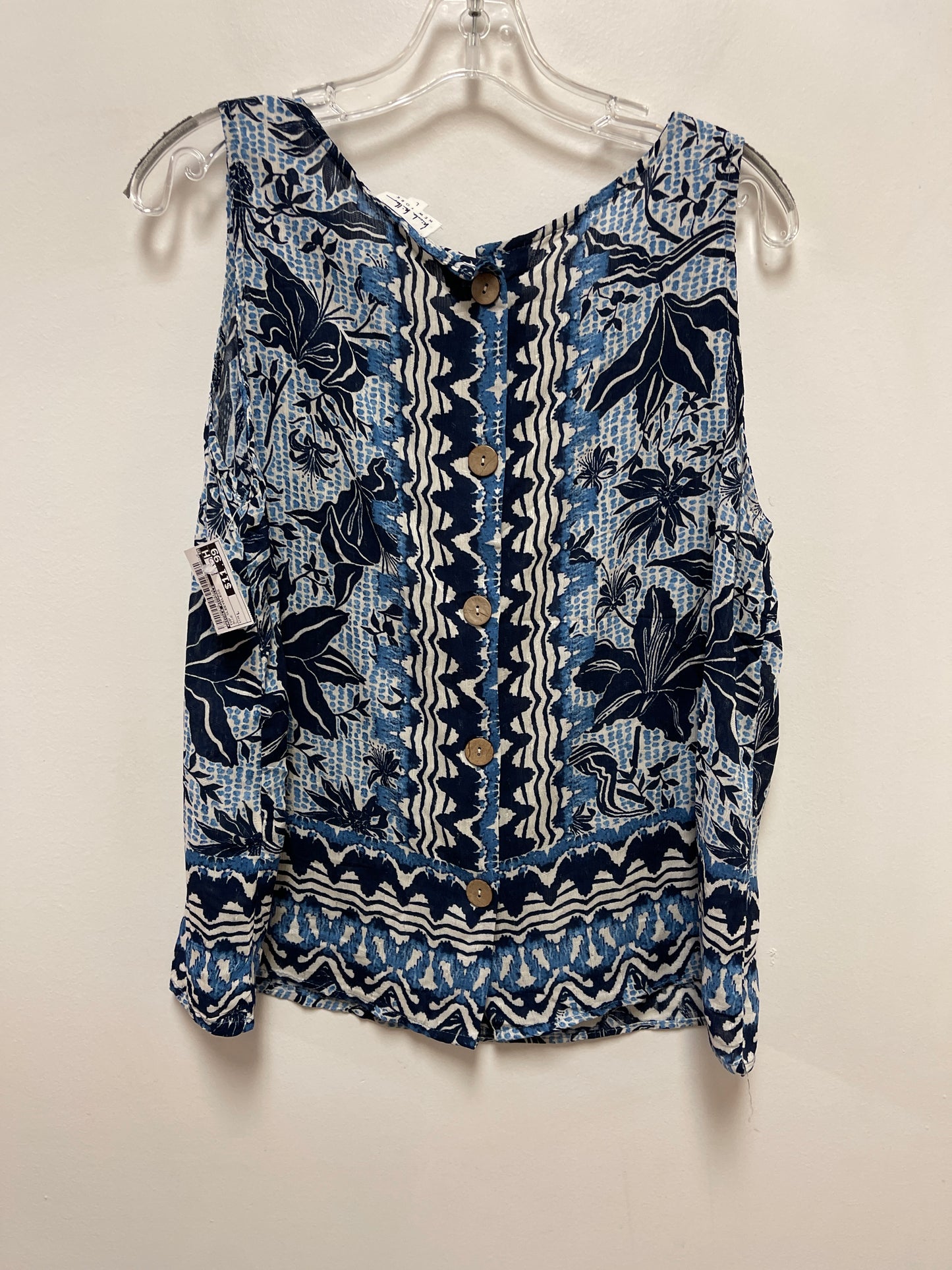 Top Sleeveless By Nicole Michelle In Blue, Size: L