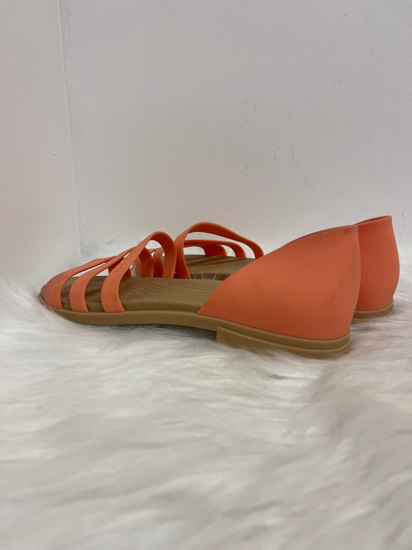 Orange Sandals Flats Crocs, Size 9