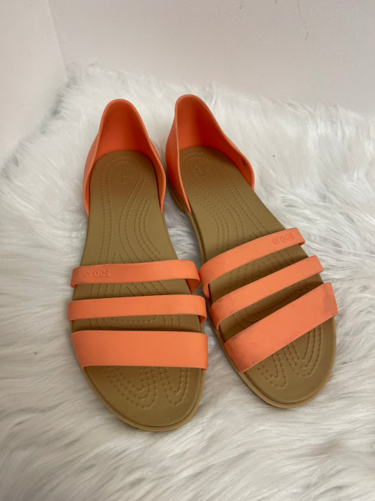 Orange Sandals Flats Crocs, Size 9