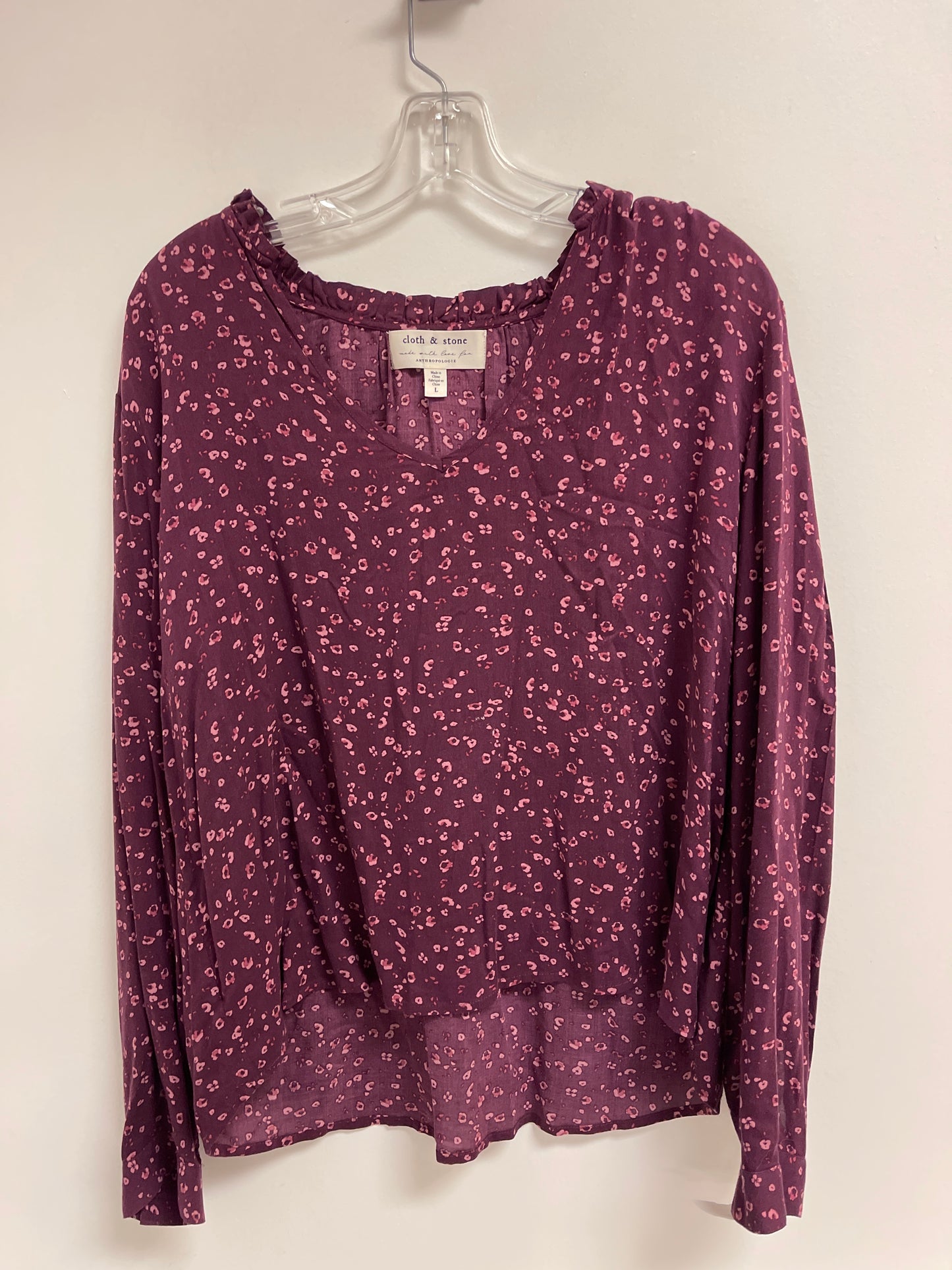 Purple Top Long Sleeve Cloth & Stone, Size L