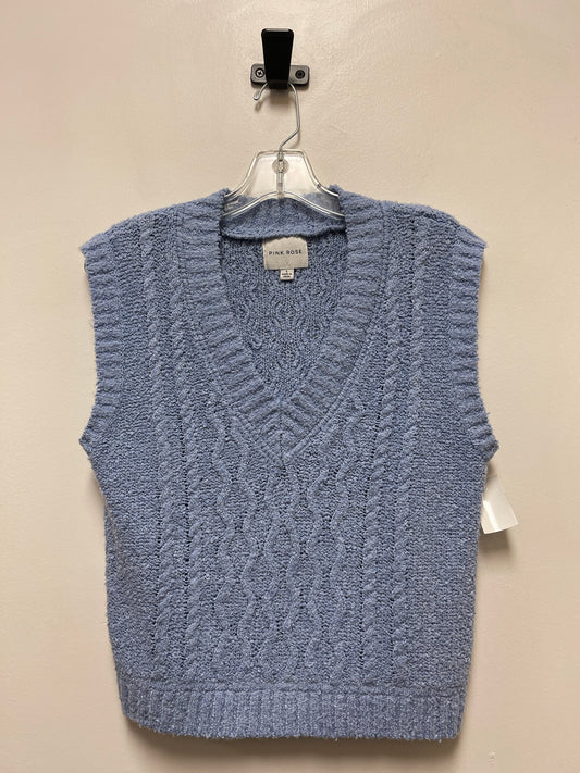 Vest Sweater By Pink Rose In Blue, Size: L