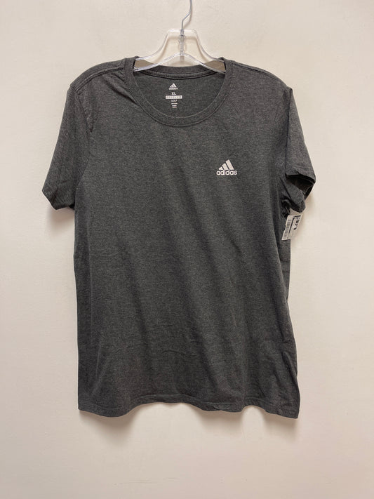 Athletic Top Short Sleeve By Adidas In Grey, Size: Xl