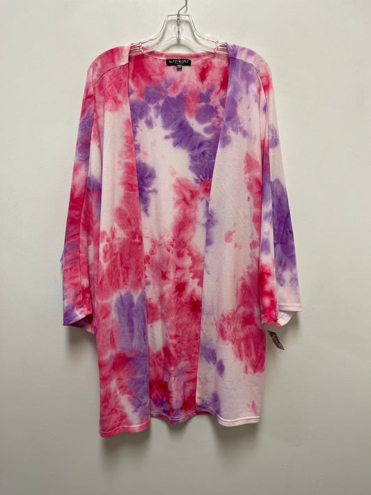 Cardigan By Clothes Mentor In Tie Dye Print, Size: 3x