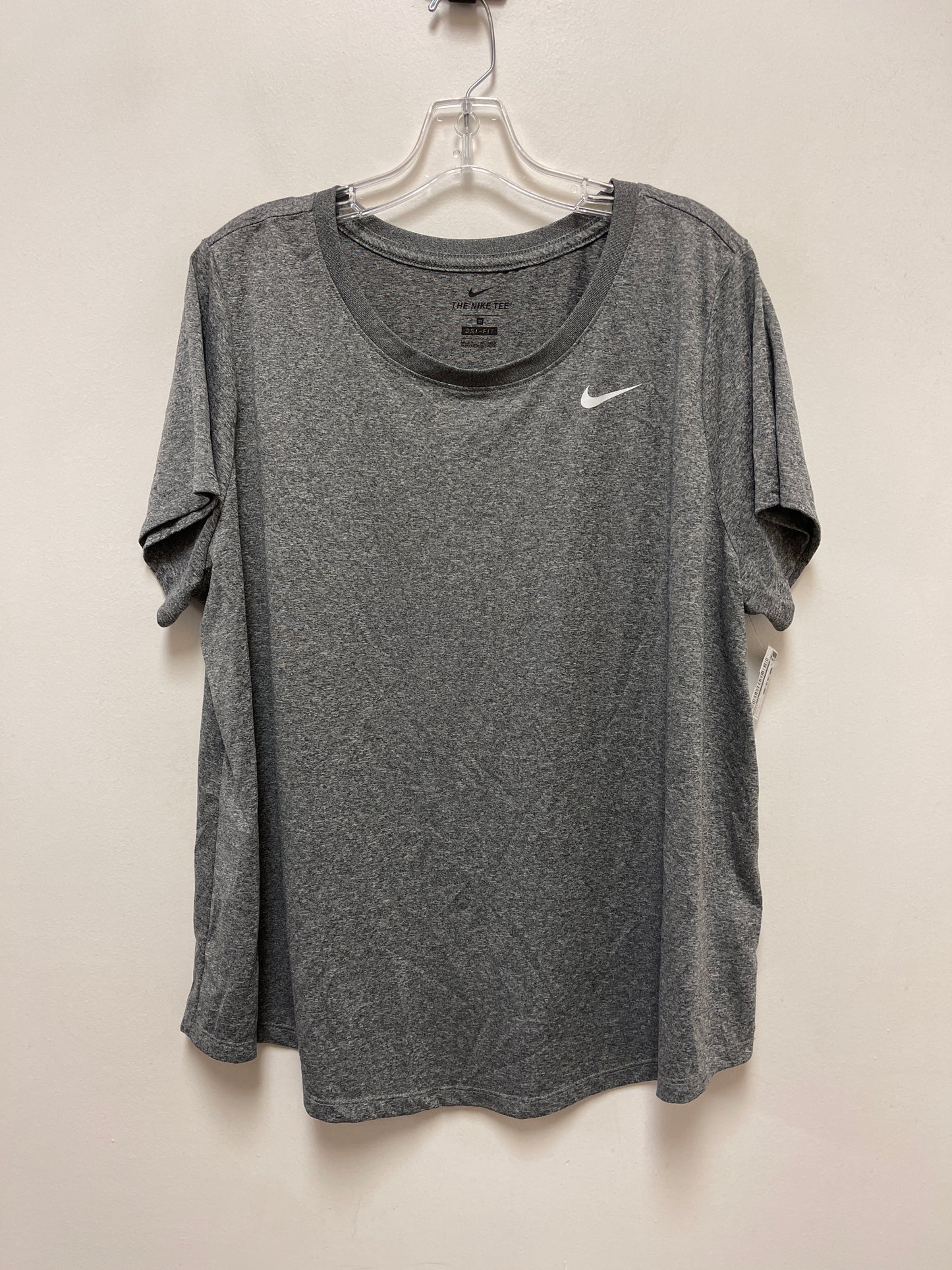 Athletic Top Short Sleeve By Nike In Grey, Size: Xl