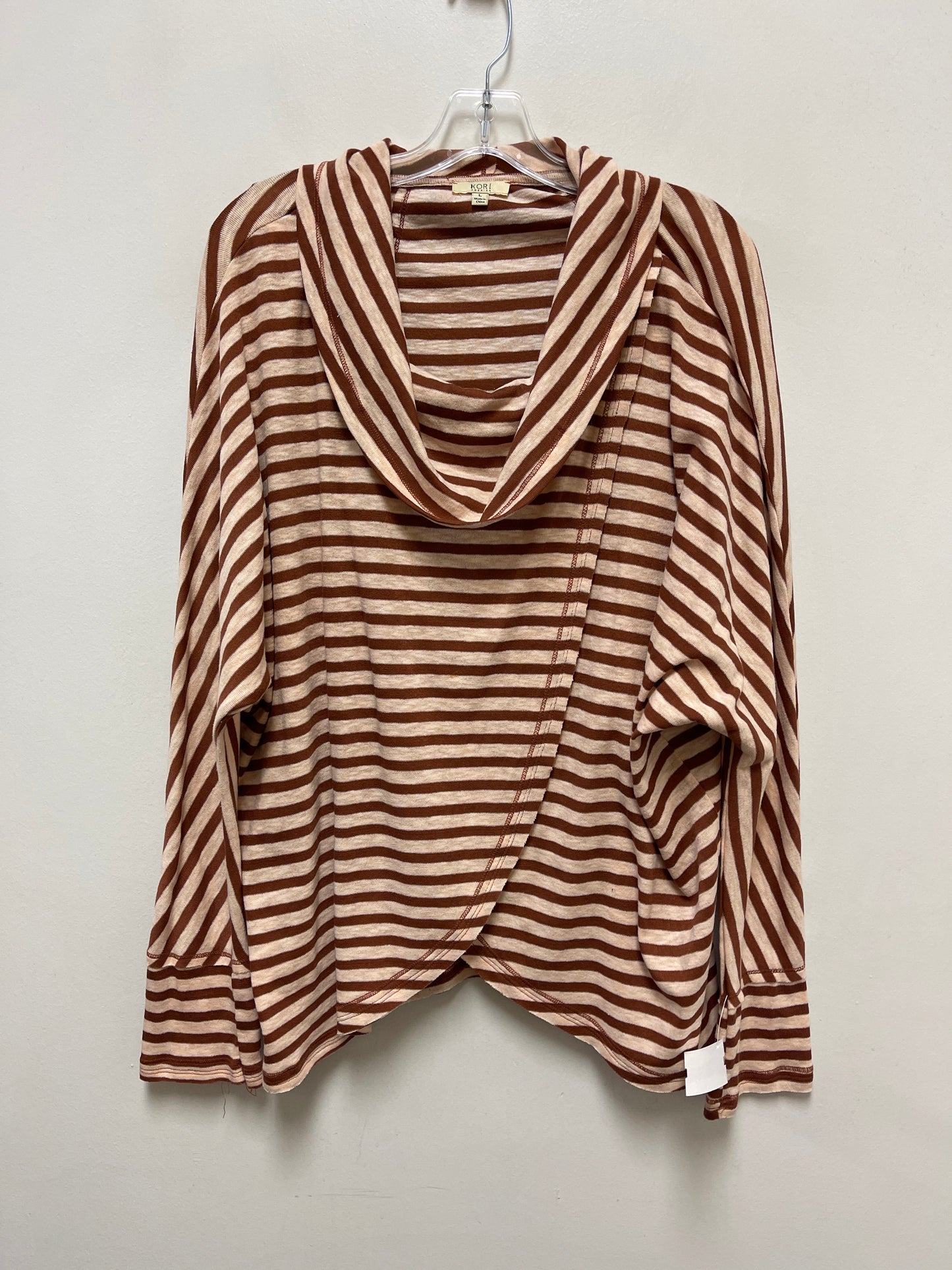 Top Long Sleeve By Kori America In Brown & Pink, Size: L