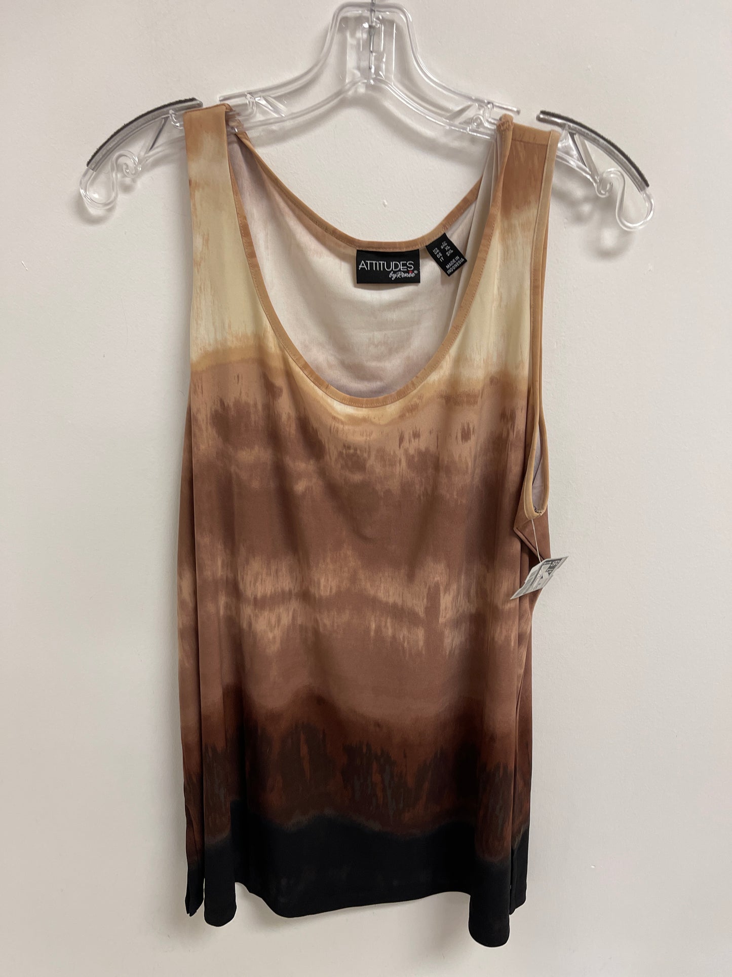 Top Sleeveless By Attitude In Brown, Size: 1x