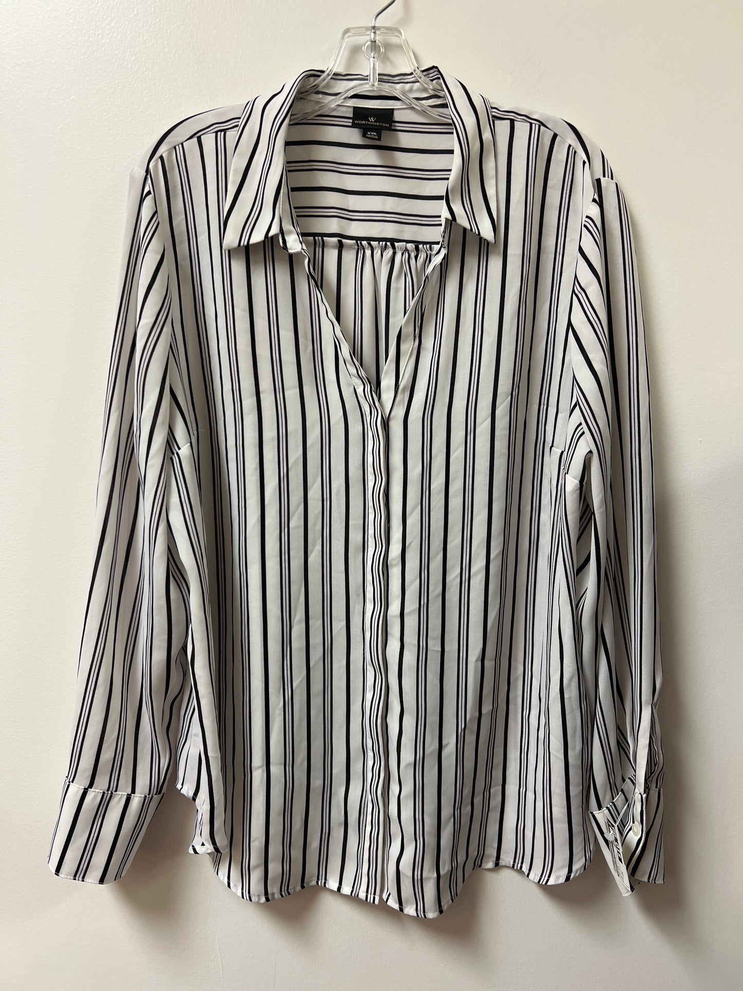 Top Long Sleeve By Worthington In Striped Pattern, Size: 2x