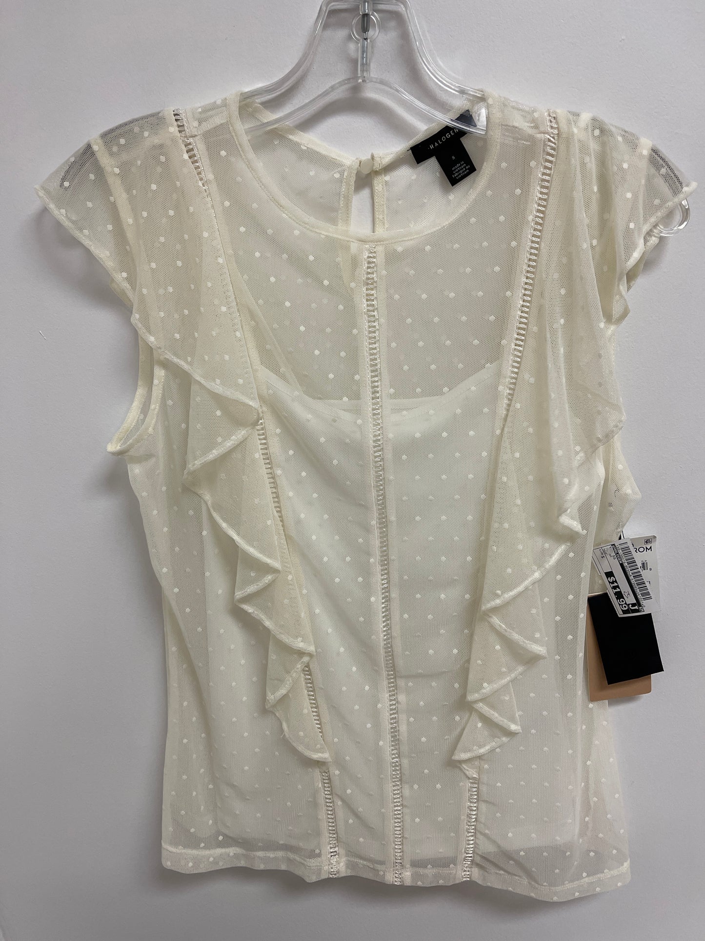 Top Short Sleeve By Halogen In Cream, Size: S