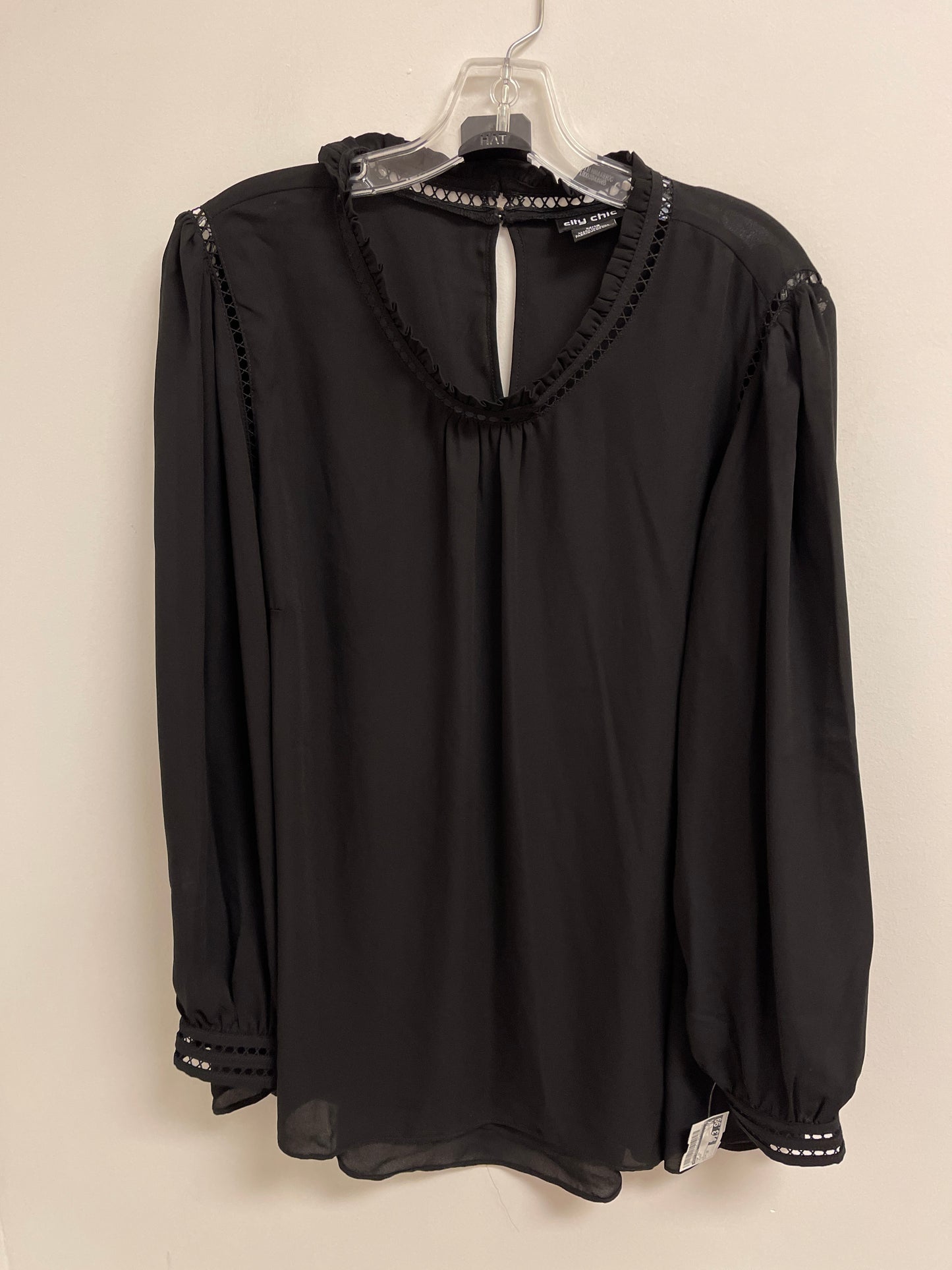 Top Long Sleeve By City Chic In Black, Size: 1x