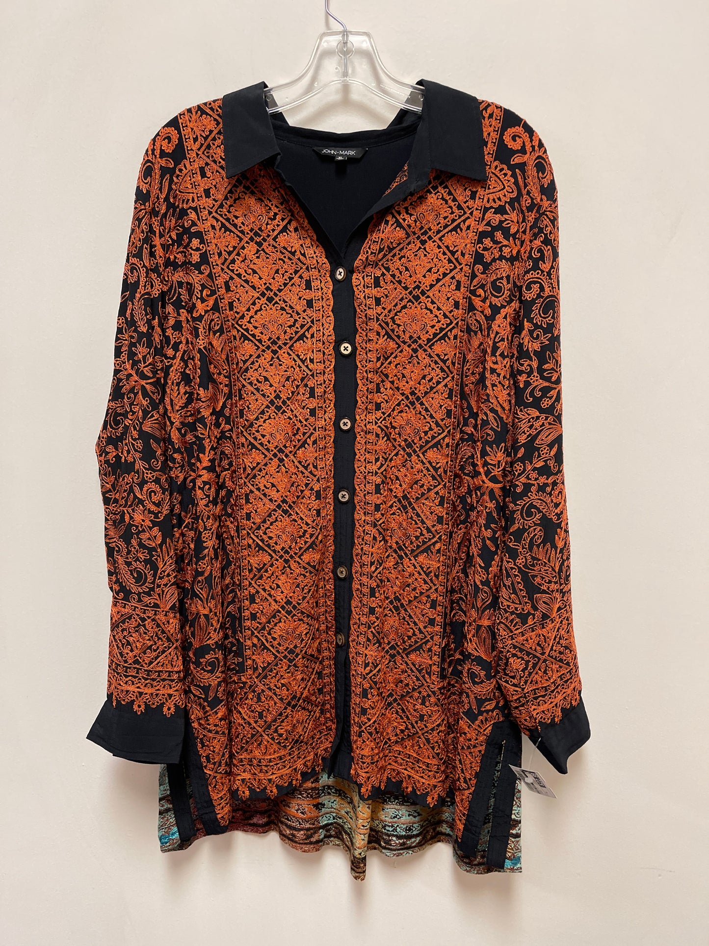 Tunic Long Sleeve By John Mark In Orange, Size: Xl