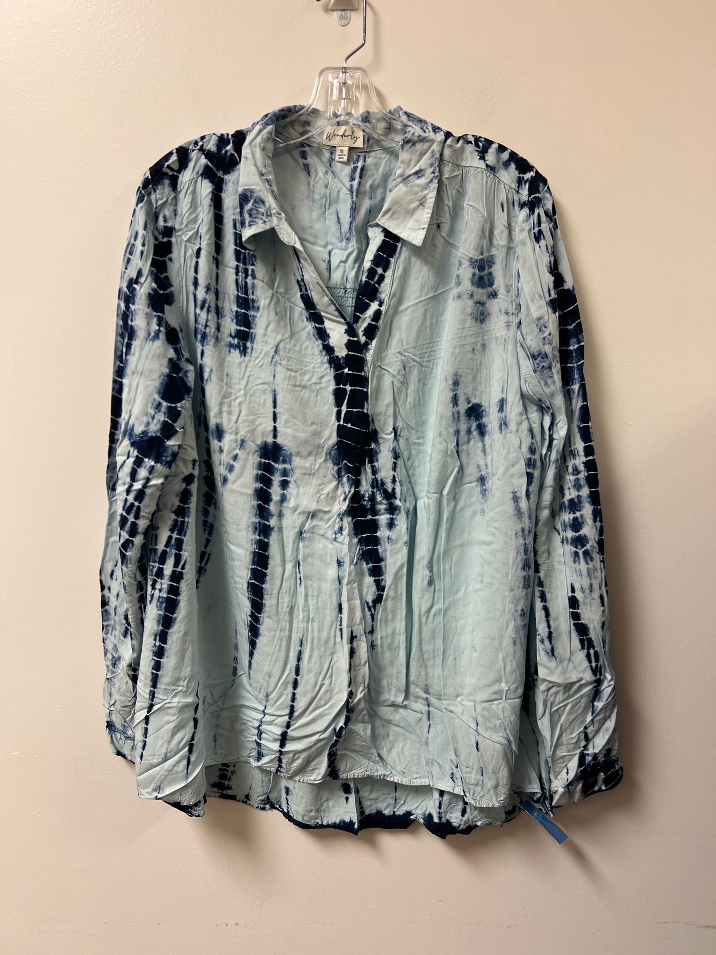 Top Long Sleeve By Wonderly In Blue, Size: Xl