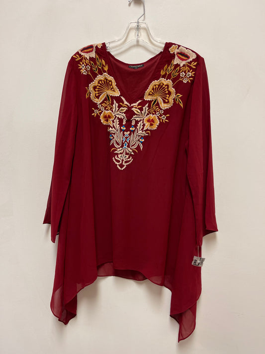 Tunic Long Sleeve By Clothes Mentor In Red, Size: Xl