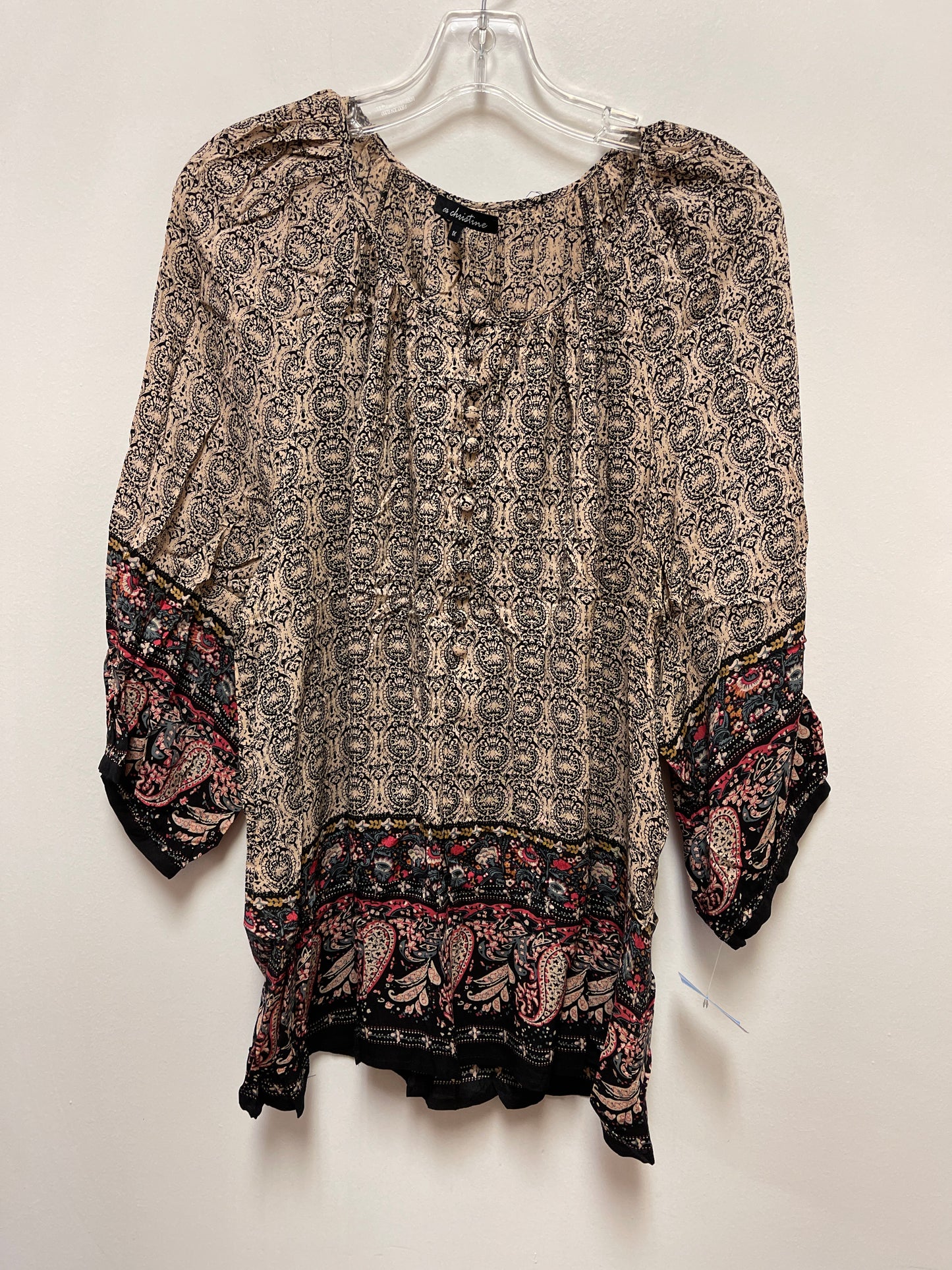 Top Long Sleeve By Ava Christine In Cream, Size: 1x