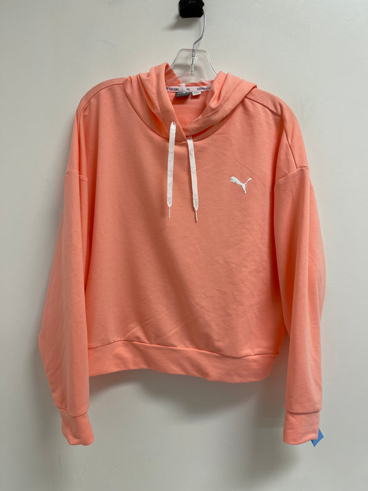 Athletic Sweatshirt Hoodie By Puma In Orange, Size: L