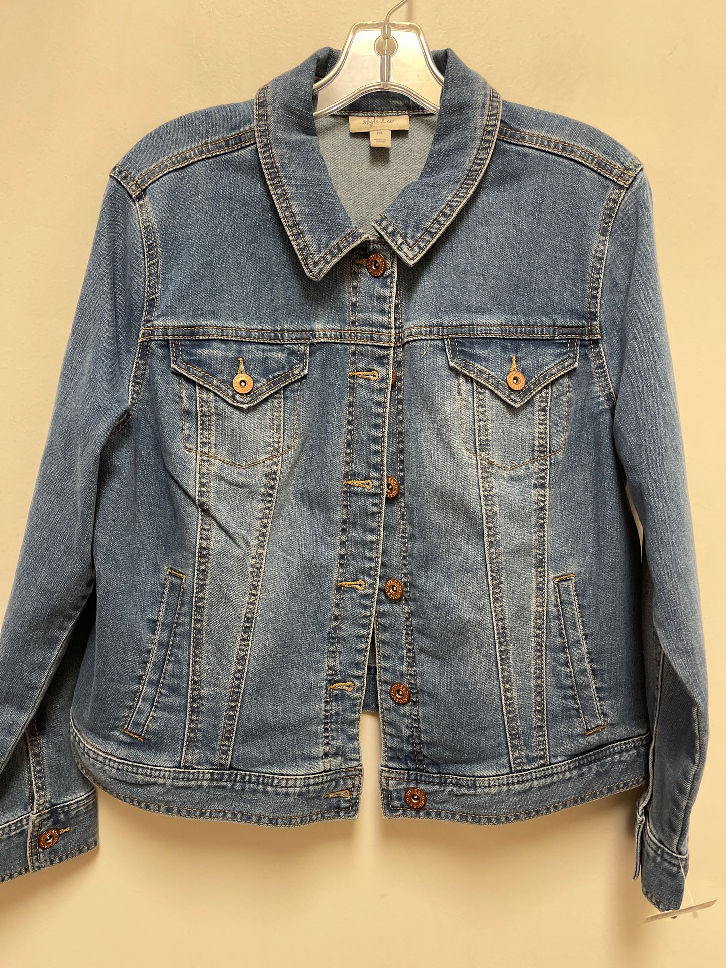 Jacket Denim By Style And Company In Blue Denim, Size: Xl