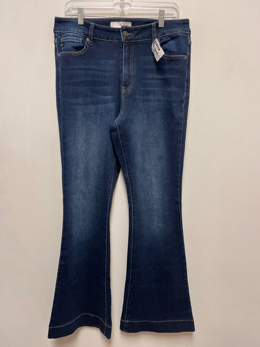 Jeans Flared By Kancan In Blue Denim, Size: 14