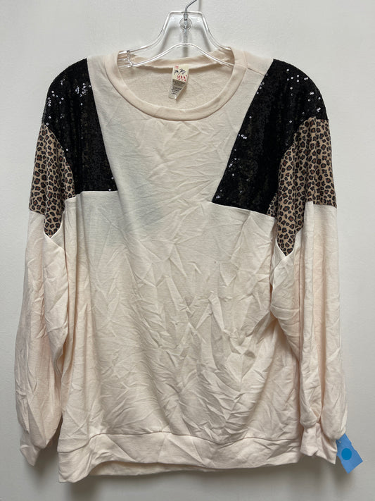 Top Long Sleeve By 7th Ray In Cream, Size: L