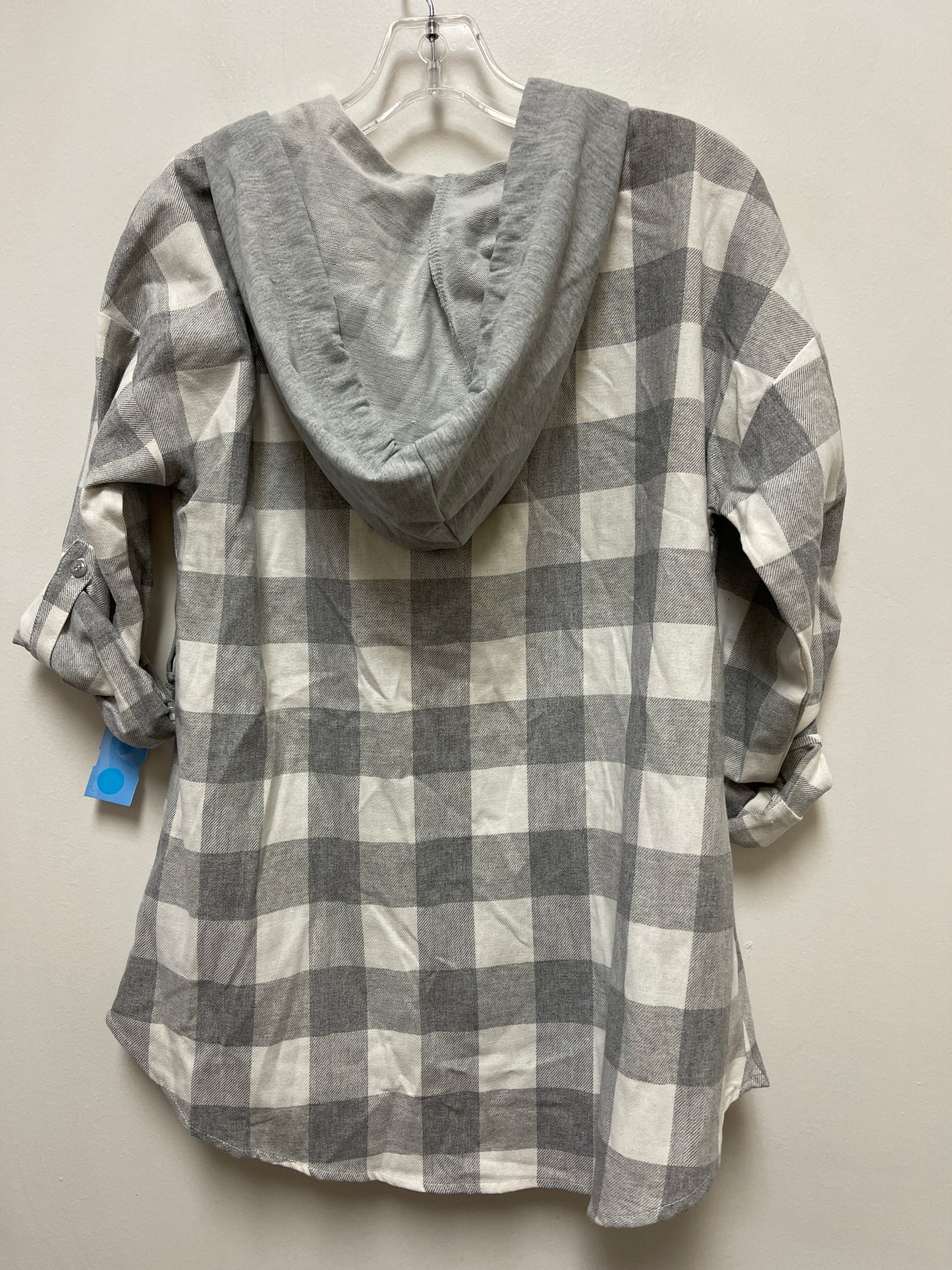 Jacket Shirt By Doe & Rae In Grey & White, Size: S