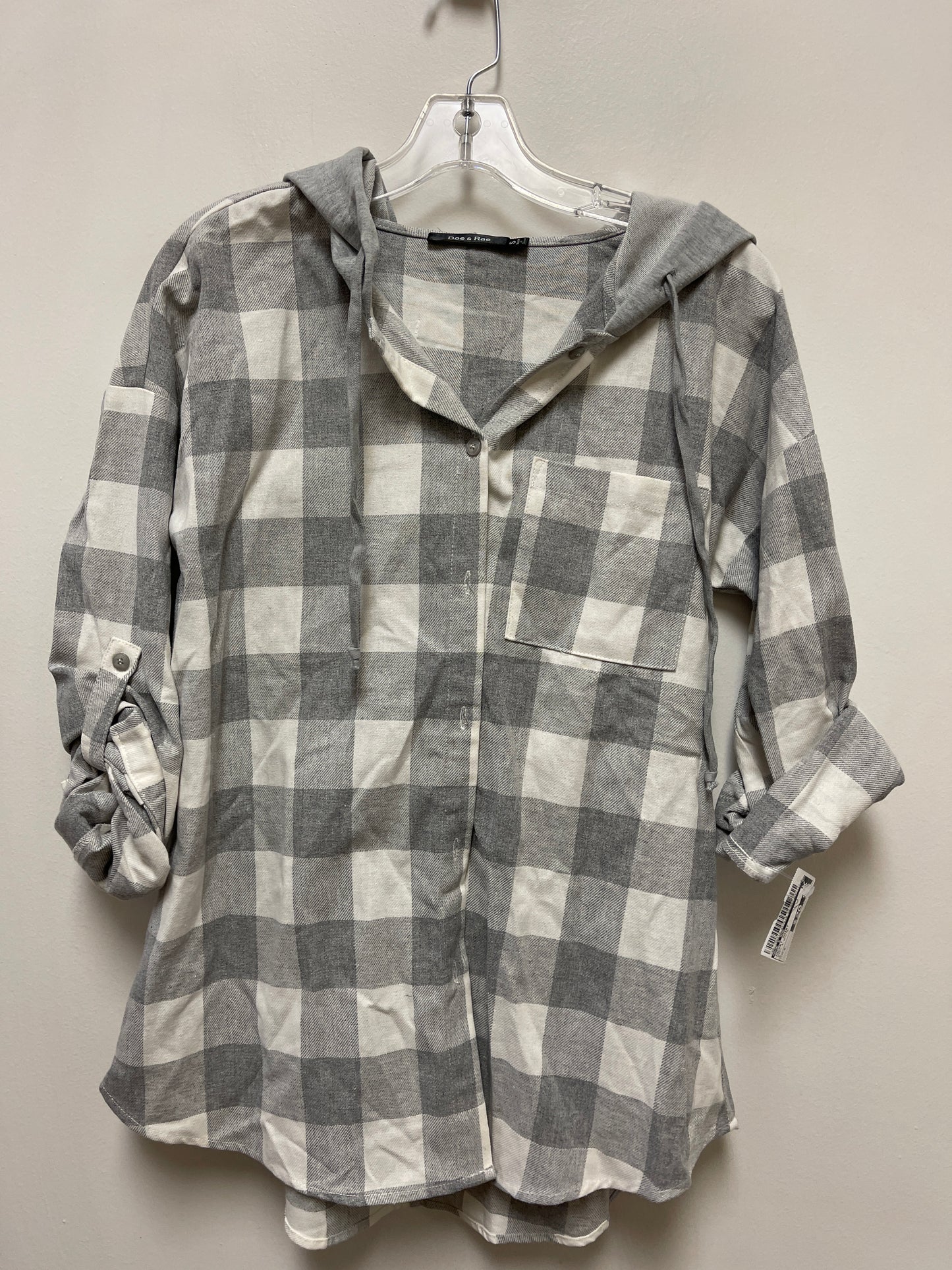 Jacket Shirt By Doe & Rae In Grey & White, Size: S