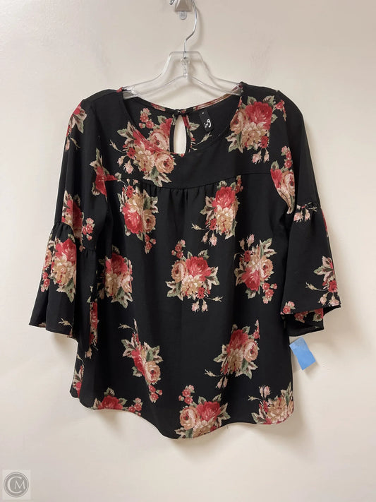 Top Long Sleeve By Ing In Floral Print, Size: M