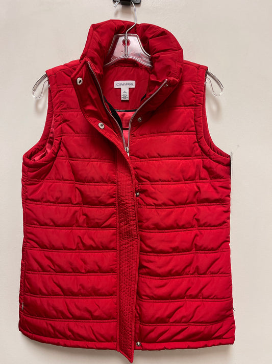 Vest Puffer & Quilted By Calvin Klein In Red, Size: S