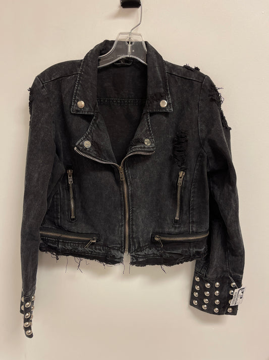 Jacket Denim By Clothes Mentor In Black, Size: L