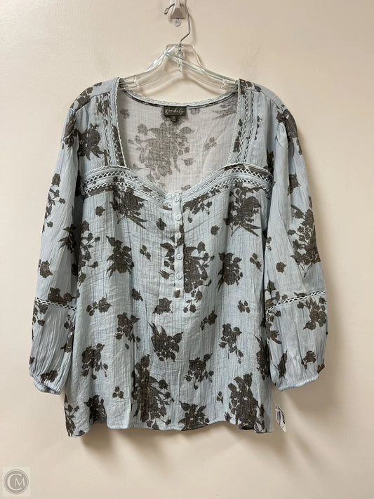 Top Long Sleeve By Wonderly In Blue, Size: 3x