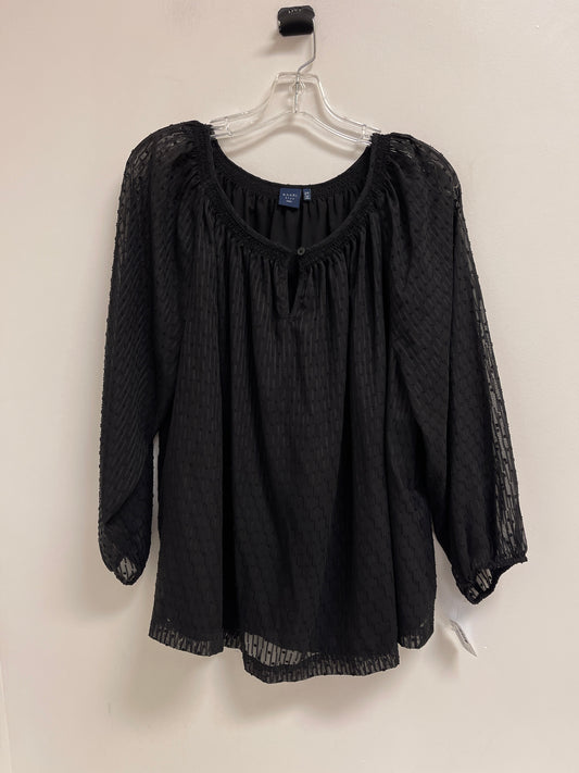 Top Long Sleeve By Kaari Blue In Black, Size: 2x