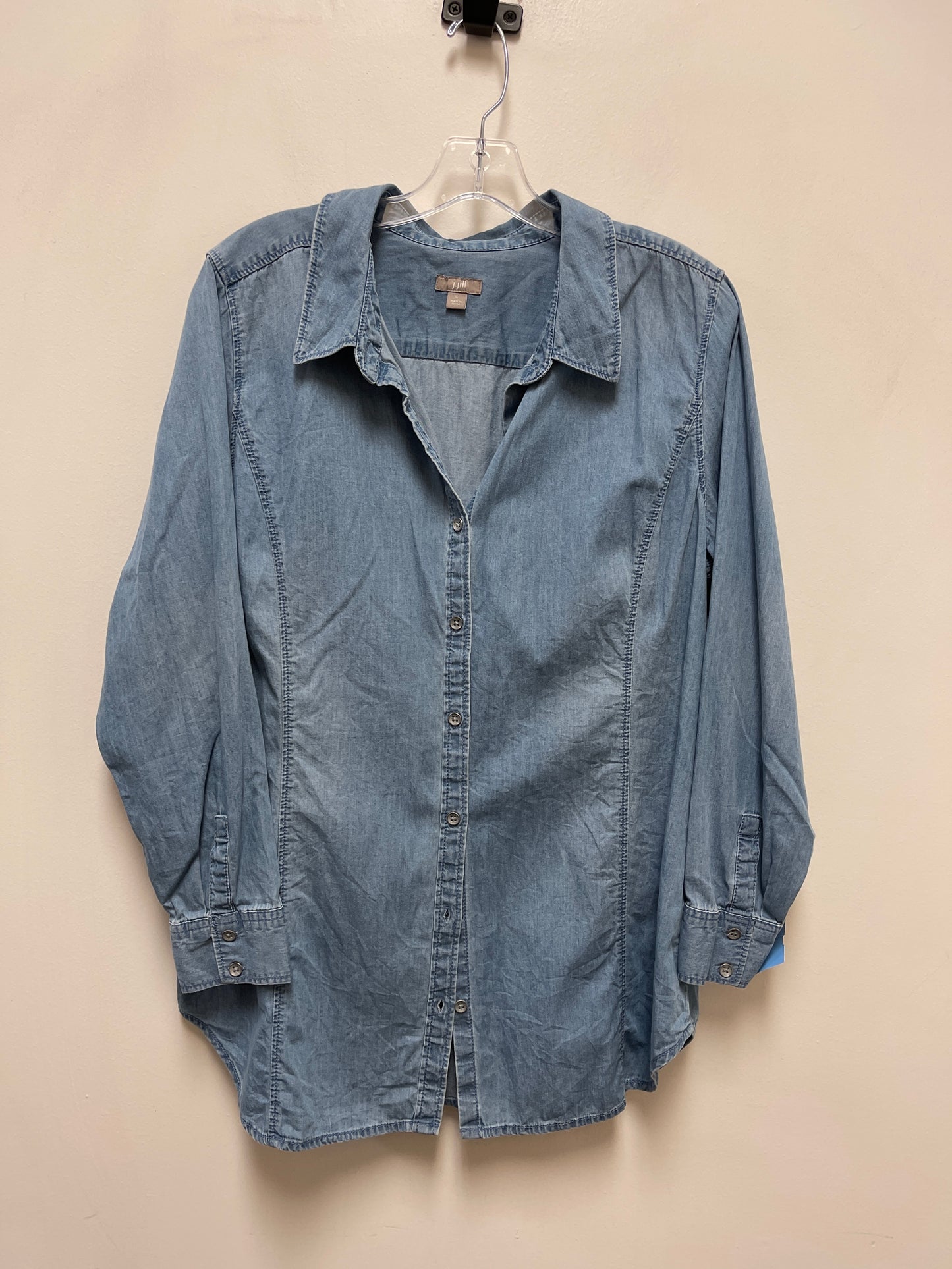 Blouse Long Sleeve By J. Jill In Blue Denim, Size: L