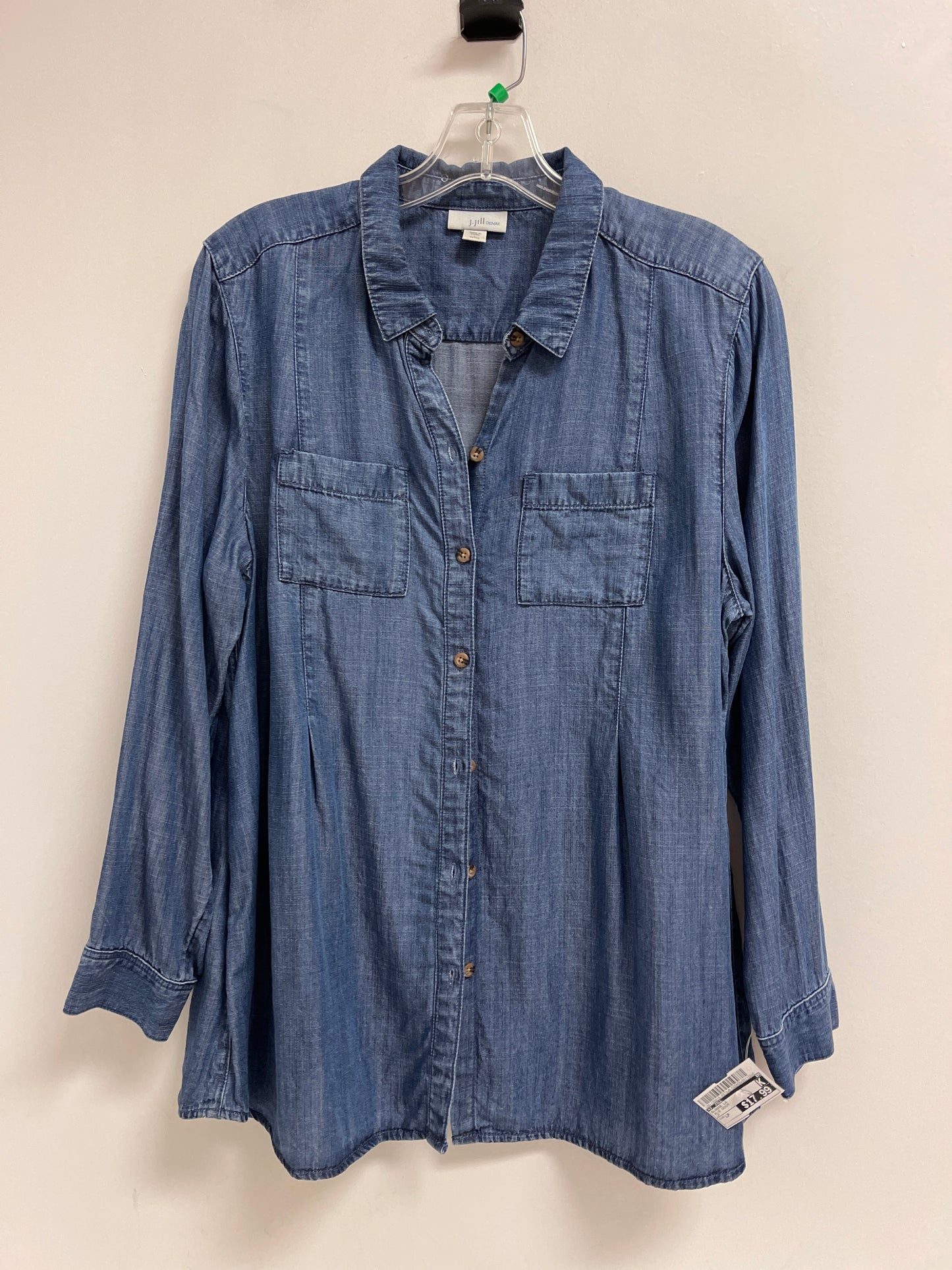 Blouse Long Sleeve By J. Jill In Blue Denim, Size: Lp