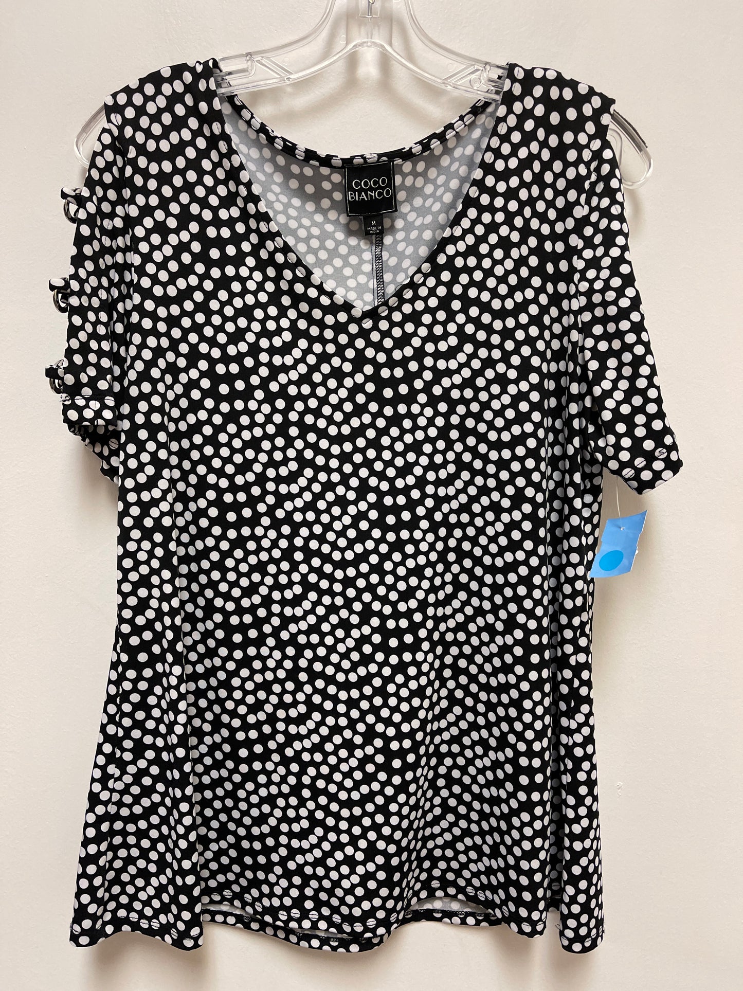 Top Short Sleeve By Coco Bianco In Black & White, Size: M