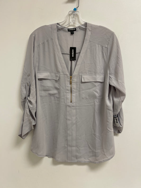 Top Long Sleeve By Express In Grey, Size: L