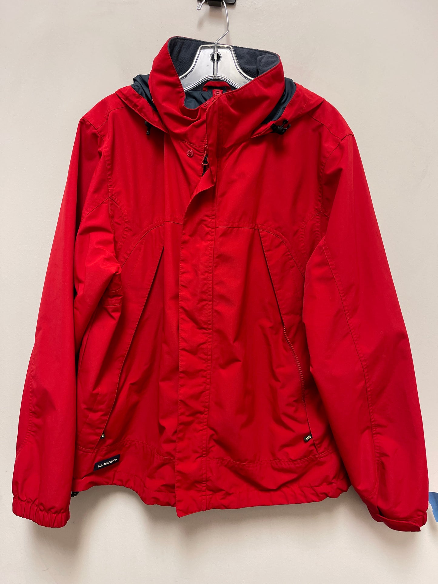 Jacket Windbreaker By Lands End In Red, Size: M